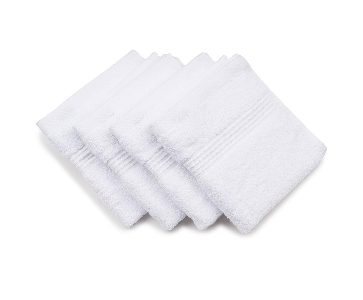 Gözze - New York Faceloths, Set of 4, Soft and Absorbent, 100% Cotton, 30 x 30 cm - White