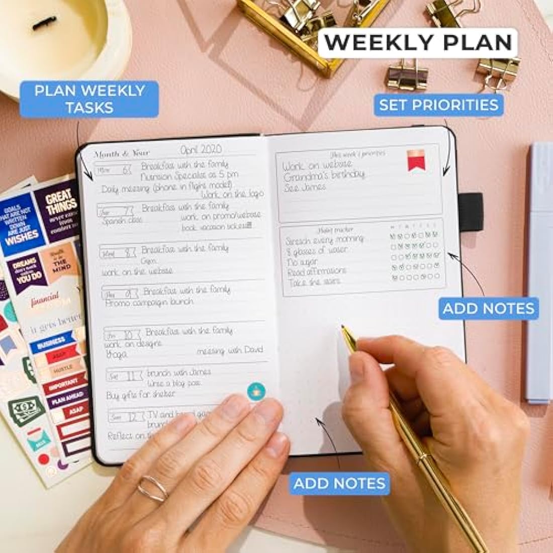 GoGirl Planner and Organizer for Women - Pocket Size Weekly Planner, Goals Journal & Agenda to Improve Time Management, Productivity & Live Happier. Undated – Start Anytime, Lasts 1 Year – Black