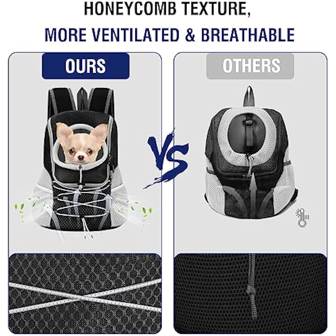Pawaboo Pet Dog Carrier Backpack, Puppy Dog Travel Carrier Front Pack for Small Medium Dogs Cats, Adjustable Breathable Dog Carrying Backpack with Safety Strips for Hiking Travel Outdoors, Black M