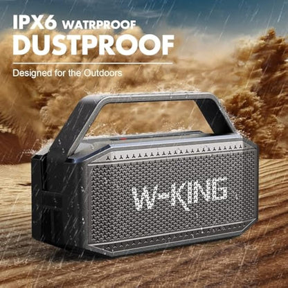 W-KING Portable Speakers Bluetooth Wireless Loud, 100W Max Waterproof Outdoor Bluetooth Speaker Big Party Large Boombox Subwoofer*2, 60W Exlarge All-Round Bass Passive Radiator/40H/PowerBank/TF/AUX/EQ