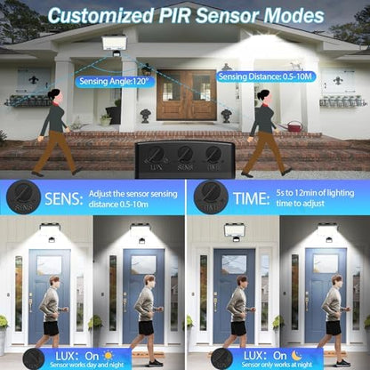 TASINUO 100W Security Lights Outdoor Motion Sensor 2 Pack, 10000LM LED Floodlight with PIR, IP67 Waterproof Flood Lights Outdoor Motion Sensor for Garden Patio Yard