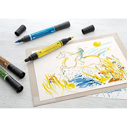 Faber-Castell Art & Graphic Pitt Artist Pen Dual Marker India Ink, Multicoloured, Wallet Of 20, For Art, Craft, Drawing, Sketching, Home, School, University, Colouring