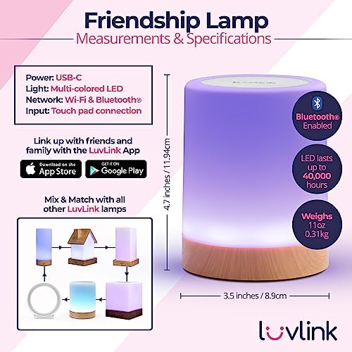 LuvLink Friendship Lamp v2 Extended WiFi Range - Simple Bluetooth Setup (Set of Four)