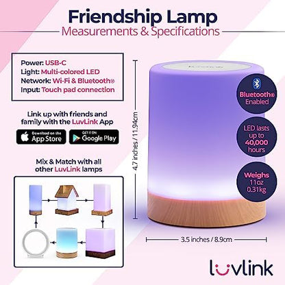LuvLink Friendship Lamp v2 Extended WiFi Range - Simple Bluetooth Setup (Set of Four)