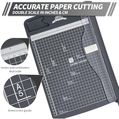 JIELISI Guillotine Paper Cutter Cutting Performance up to 12 Sheets,12 Inch Cut Length Heavy Duty Guillotine Paper Trimmer with Safety Guard and Blade Lock