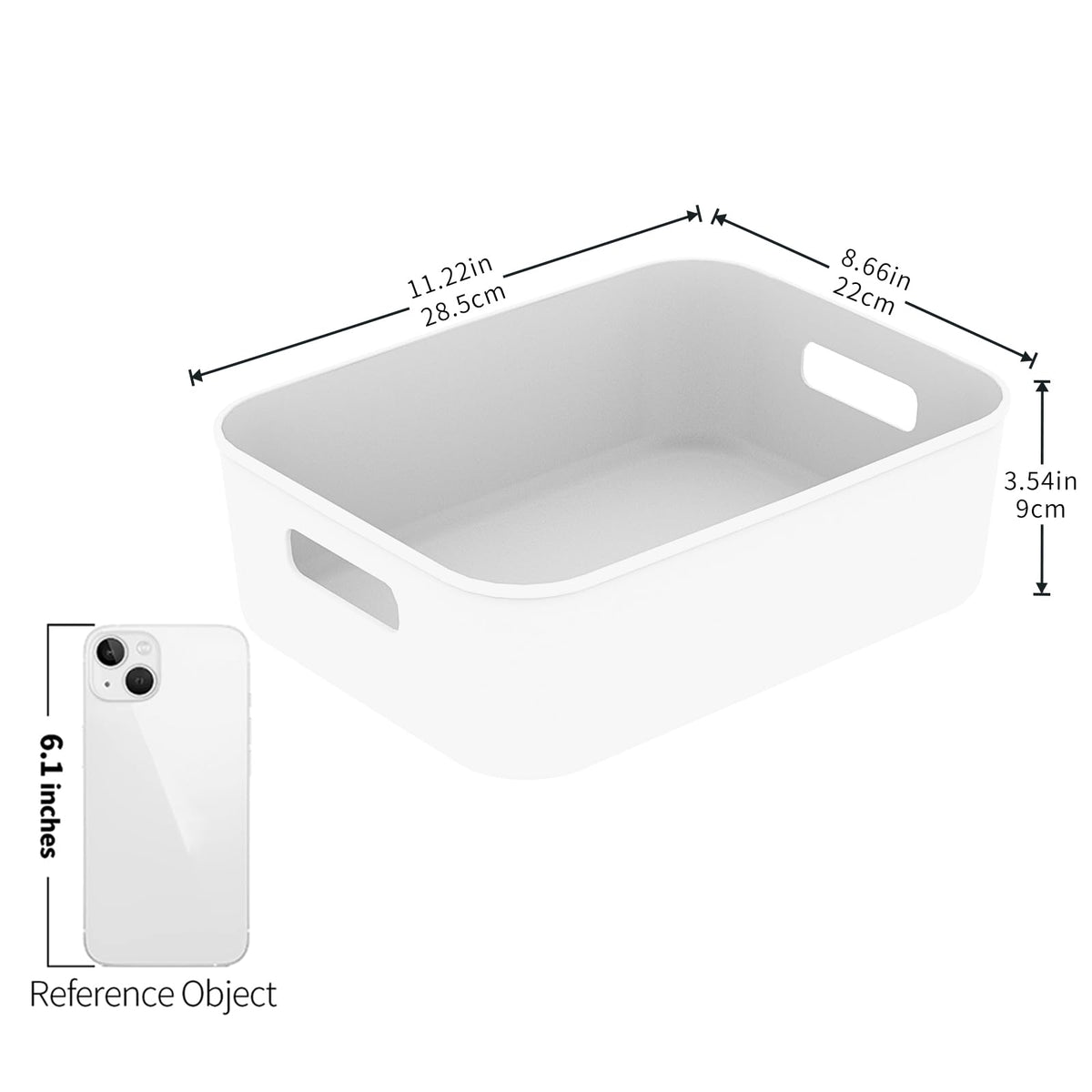 Cetomo 5L*4 Storage Basket, Plastic Open Storage Box, Containers for Shelves, Organizers with Handles for Office, Countertops, Cabinets, PP, BPA Free
