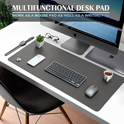 K KNODEL Large Office Leather Desk Mat, Mouse and Keyboard Pad, Computer and Laptop Mat, Desktop Protector and Cover, Writing Pad and Blotter (80x40cm, Dark Gray)