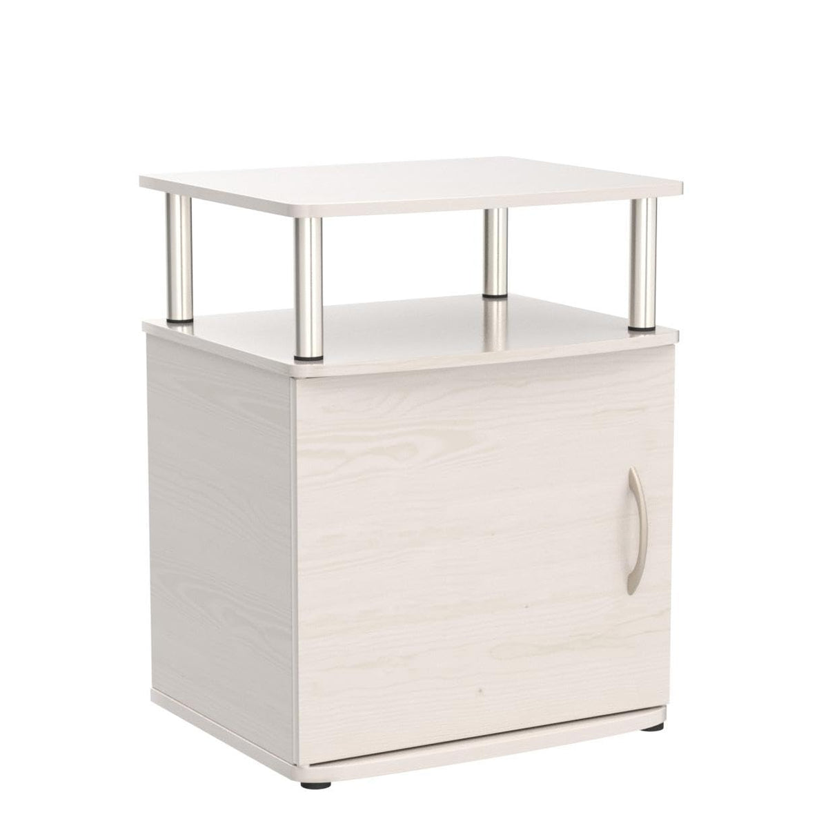 Furinno JAYA Side Table Set of 2, 2-Tier Open Shelf End Table with Door Cabinet, Soft-edges Night Stand, Bedside Table, for Living Room, Bedroom
