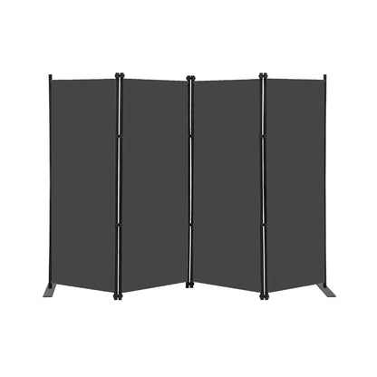 KEORTUN 4-Panel Room Dividers and Folding Privacy Screens 203W x183H cm Office Partition Freestanding Divider for Home Office, Grey