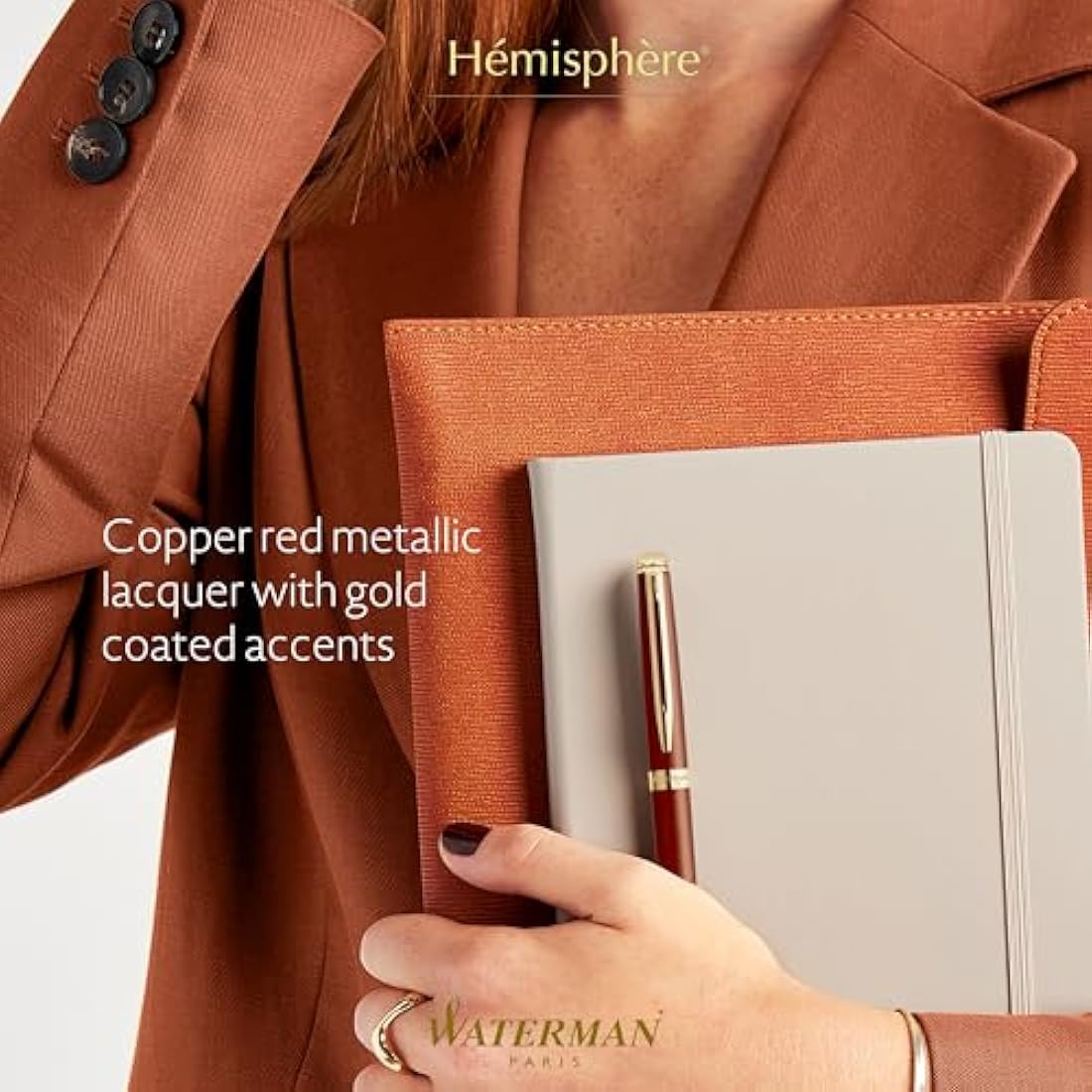 Waterman Hémisphère Ballpoint Pen | Copper Red (The Understated Edit Collection) | Medium Point with Blue Ink | Gift Box