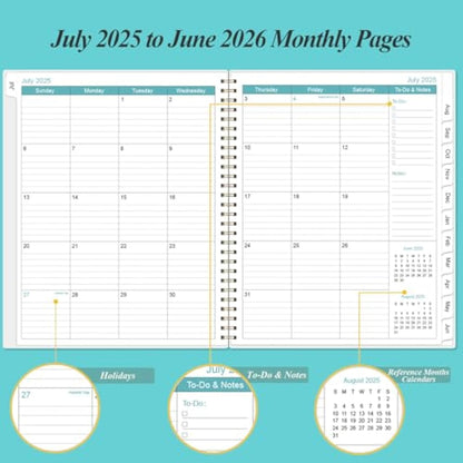 2025 Planner - January 2025 - December 2025, Weekly & Monthly Planner & Journal to Track Goals, 8.5" x 11", Blue Flower