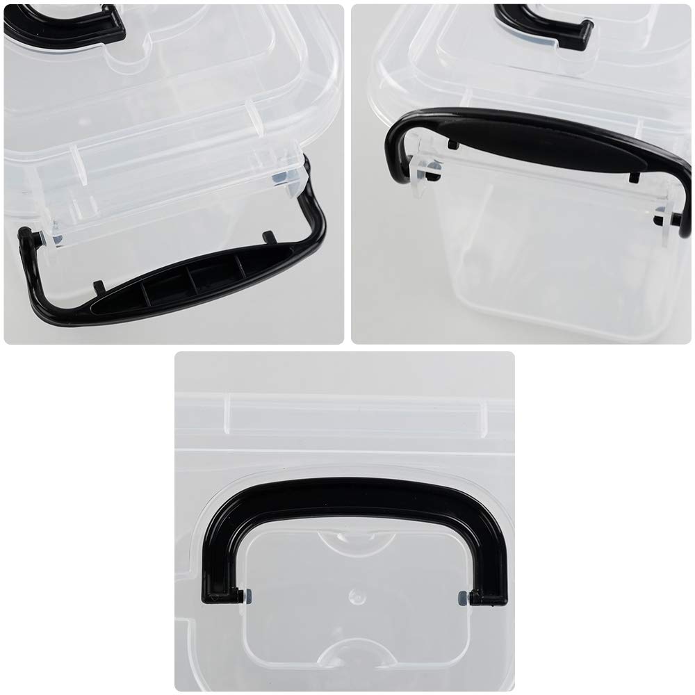 Bringer Set of 6 Mini Plastic Storage Box, 1.5 L Clear Tiny Latch Box, F
