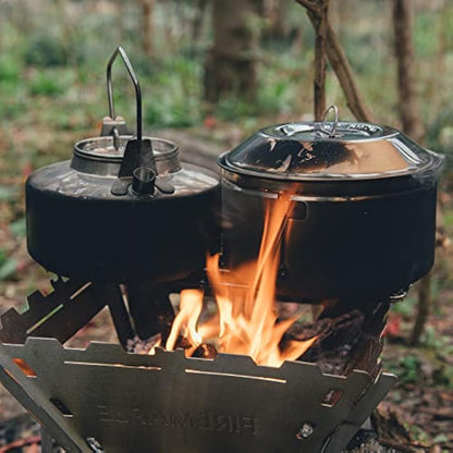 Fire Maple Antarcti Stainless Steel Kettle and Pot Set 1.0L Camping Kettle and 1.0L Cooking Pot Stovetop Tea and Coffee Pots for Openfire Camping Cookware Portable for Bushcraft Fishing Backpacking
