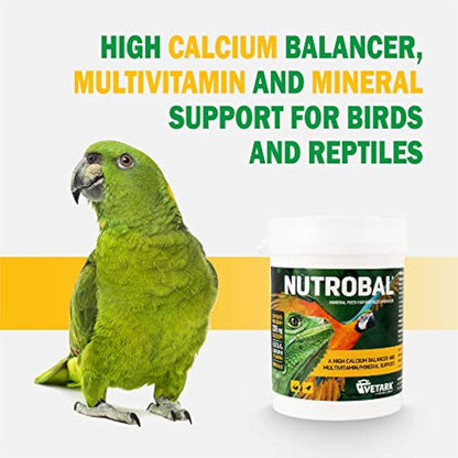 Nutrobal, Calcium & Vitamin D3 Mineral Supplement for Birds & Reptiles, Powder, Easy to Administer, 100g