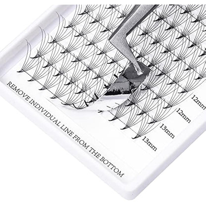 Pre Made Fan Eyelash Extensions 6D Fans 0.07mm D Curl 8-14mm Mix 6D Cluster Eyelash Extension Premade Fans Volume Russian Individual Lashes Cluster Gemerry Fan Lash Extensions(0.07-6D-D curl-Mix)