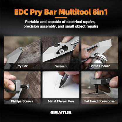 Gifts for Men Camping Essentials 10IN1 Multi Tool EDC Pry Bar Camping Accessories with Bi-Directional Ratchet Screwdriver Everlasting Pen Wrenches Crowbar Bottle Openers Christmas Gifts