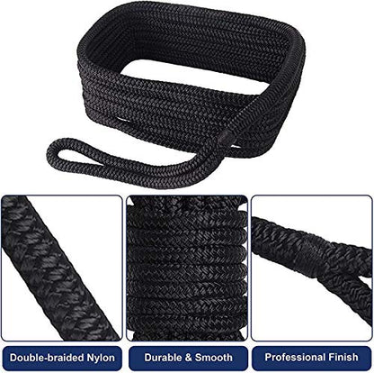 Sailing Boat Dock Lines Double Braided Nylon Anchor Lines Pre-spliced with a 12" Loop Marine-Grade Boat Rope Mooring Lines for Boats (L:16.5 Ft/ 25