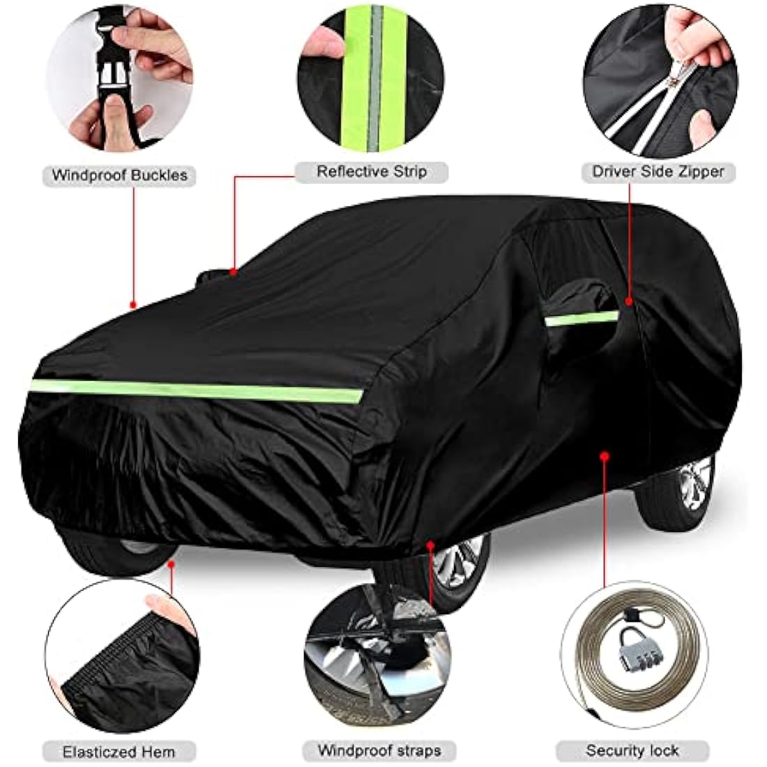 Opaltool Car Cover for Nissan Juke 2010-2022, 6 Layers Waterproof Sun Rain UV Dust All Weather Protection Short Wheel Outdoor Full Cover with Side Door Zipper