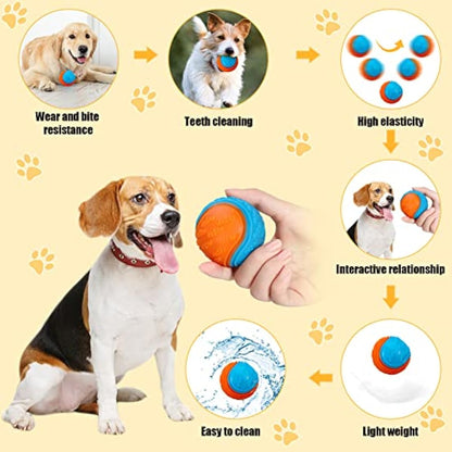 Bestomrogh 4Pcs Squeaky Dog Ball, Durable Dog Balls for Puppy, Large and Medium Sized Dogs, Interactive Dog Toys for Relieving Anxiety and Boredom,Training, Teeth Cleaning