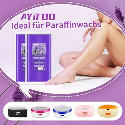 AYITOO Paraffin Wax Lavender 2700g, Paraffin Wax for Hands and Feet Aesthetic Treatments Moisturizing Deeply Hydrates, Paraffin Wax Block Set 450 x 6 pcs for Family, Elderly
