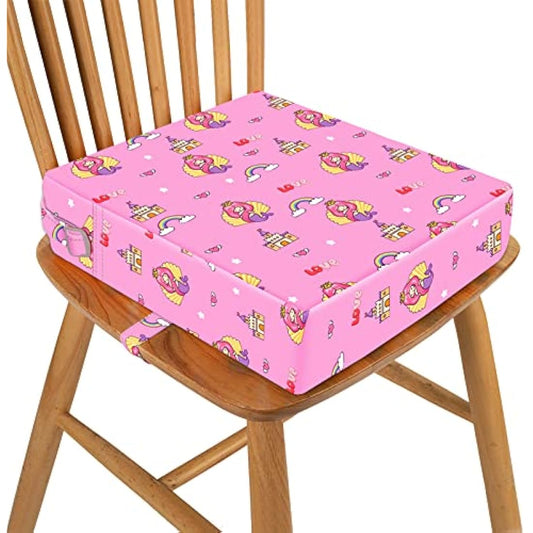 Baby Booster Seat for Dining Table, Stronger Support Non-Slip Bottom Double Safe Straps Booster Seat Dining Chair, Portable Travel Increasing Cushion (Pink)
