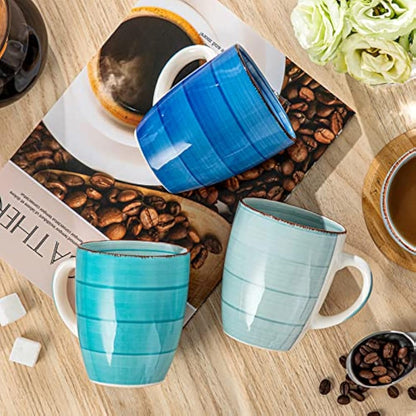 vancasso Bonita Mugs Set of 6, 360ml Stoneware Coffee Cup and Mug, Microwave & Dishwasher Safe Tea Cups, Large Mugs for Hot Drinks, Cool Color