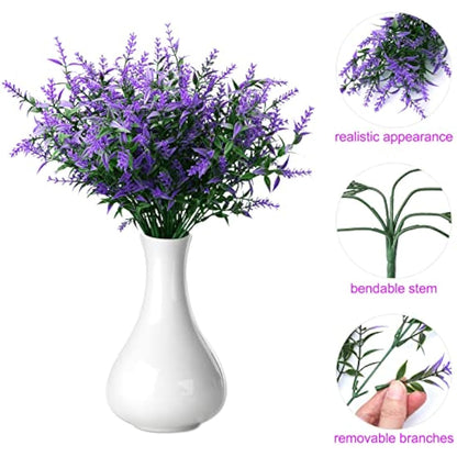 Yoicn Lth 12 Bundles Artificial Lavender Flowers, Plastic UV Resistant Flowers, Fake Lavender Plants for Outdoor and Indoor Decorations