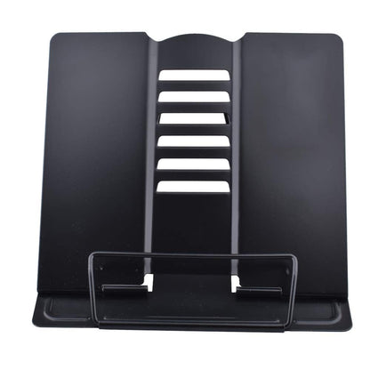 MEAOR Metal Book Stand Folding Reading Stand Anti-Slip Adjustable Desktop Bookend Cookbook Rest Book Holder (Black)