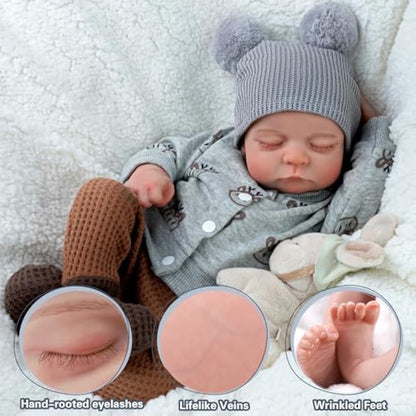 JIZHI Reborn Baby Dolls Boy - 17-Inch Realistic Lifelike Newborn Full Body Vin-yl - Real Life Babies with Accessories for Kids Age 3+