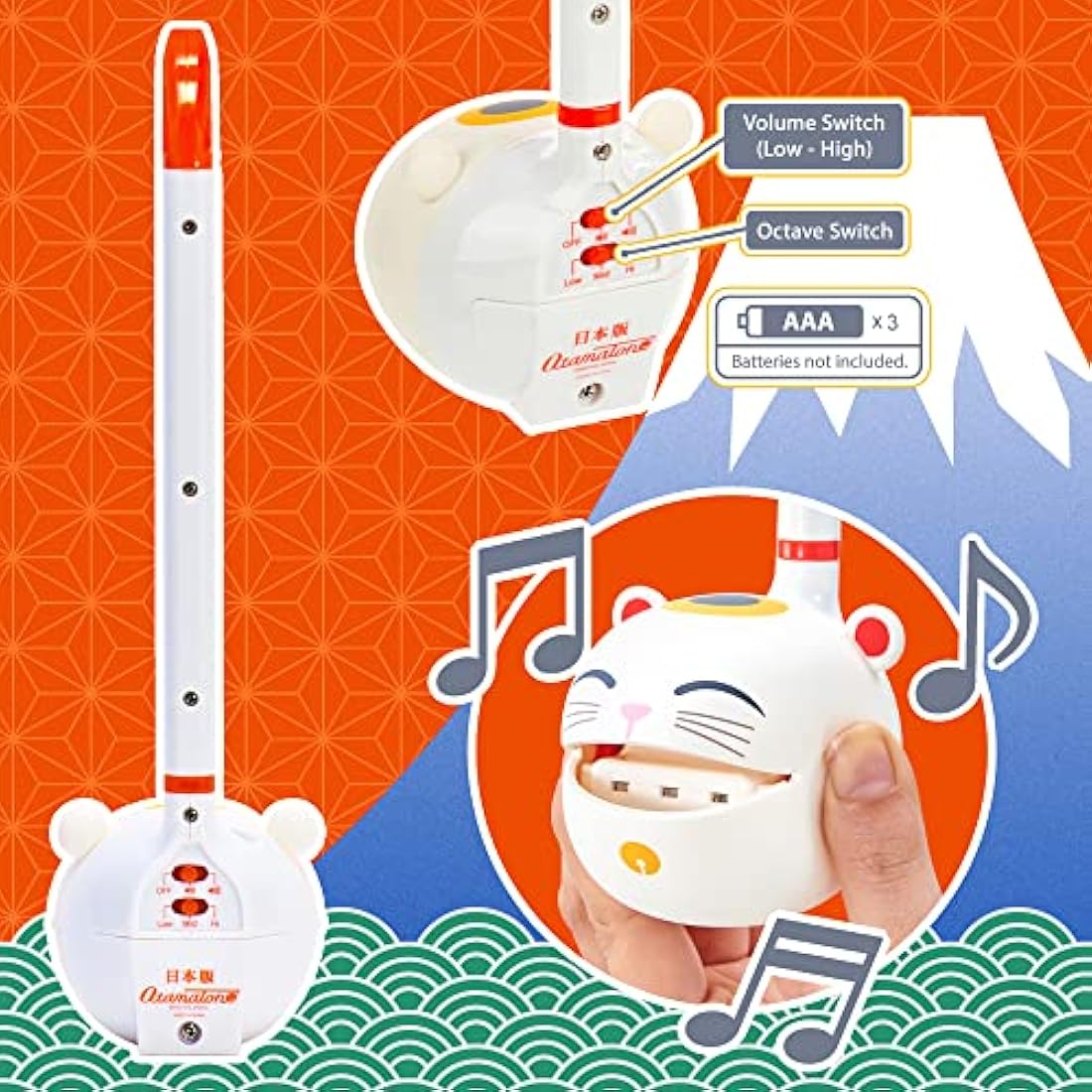 Otamatone Manekineko Japanese Electronic Musical Instrument, Portable Touch Sensitive Digital Music Instruments Synthesizer, Fun Kids Teens Adults Birthday Christmas Toy Song Game Stuff