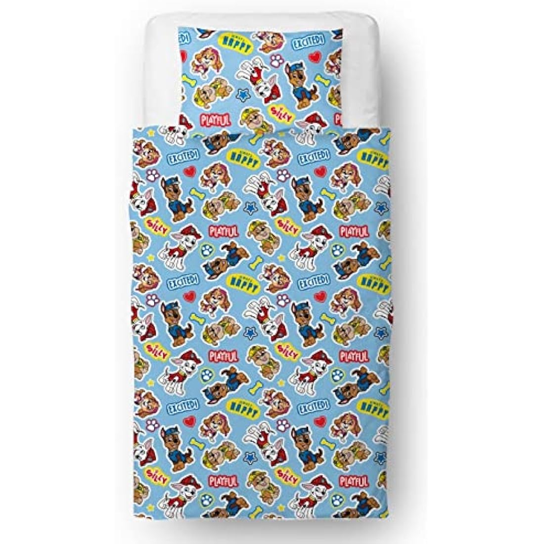 Paw Patrol Official Single Childs Duvet Cover Set | Pupster Design Reversible 2 Sided Bedding Including Matching Pillow Case | Brands Single Bed Set