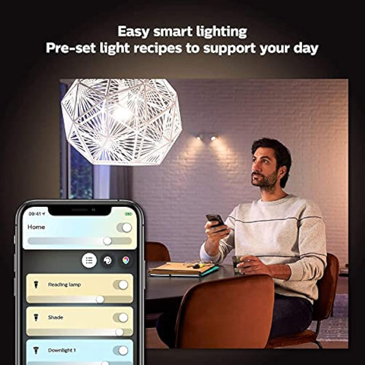 Philips Hue New White Ambiance Smart Light Bulb 4 Pack 60W - 800 Lumen [E27 Edison Screw] with Bluetooth. Works with Alexa, Google Assistant and Apple Homekit.