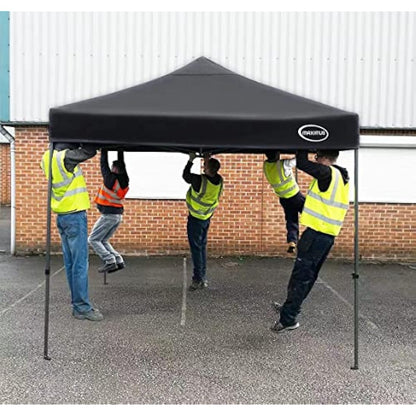 MAXIMUS HEAVY DUTY POP UP GAZEBO 3m x 3m COMMERCIAL MARKET STALL WITH 4 WEIGHT BAGS (No Walls, Beige)