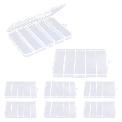 WYAN 8 Pcs Five grids Storage Box, Small Bead Organizers and Storage, Storage Organizers Box, Rectangle Bead Holder