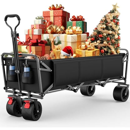 Folding Camping Trolley - Festival Trolley on Wheels Morpilot Portable Foldable Wagon 330lbs Beach Heavy-Duty Cart Picnic Transporter for Outdoor Shopping Sports Fishing Garden