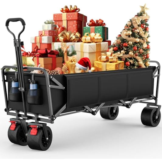 Folding Camping Trolley - Festival Trolley on Wheels Morpilot Portable Foldable Wagon 330lbs Beach Heavy-Duty Cart Picnic Transporter for Outdoor Shopping Sports Fishing Garden