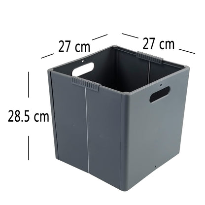 Zerdyne Set of 4 Plastic Storage Cube, Foldable Storage Cubes Basket, Gray