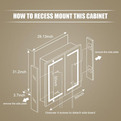 Janboe LED Mirror Cabinet,Bathroom Mirror Cabinet with Lights,76cm×81cm,Equip with Internal Light,Aluminum Construction,USB Shaver Socket,3