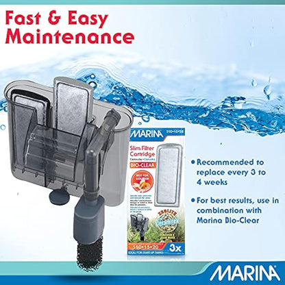 Marina Bio-Carb Carbon Slim Filter Tropical Cartridge, Pack of 3,Small