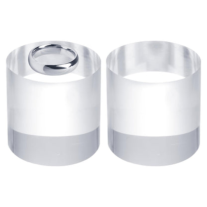 sourcing map 2pcs Acrylic Cylinder Display Blocks, 60 x 60 mm/2.4" x 2.4" Clear Jewelry Display Base Polished Cube Riser Stand Display Holder Base