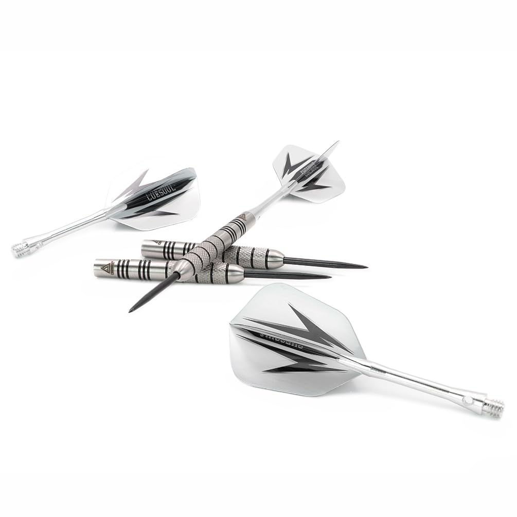CUESOUL 95% Tungsten 22 Grams Tungsten Steel Tip Darts Set -with 1 Deluxe Dart Case(CSTSTD028-22L)