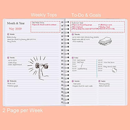 Undated Diary A5 Planner for 2024 or Any Year, Weekly & Monthly Organizer Notebook&Journal to Track Goals, Improve Productivity & Time Management, 15 x 21cm, Perfect to Organize Your Daily Life, Twig