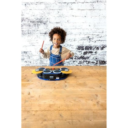 VTech Kidi DJ Drums, Light-up Electronic Drum Kit for Kids, with 4 Drums, 2 Cymbals, Drum Sticks, Bluetooth, Coach Mode and More, Music Toy for Ages 5, 6, 7Plus Years, English Version