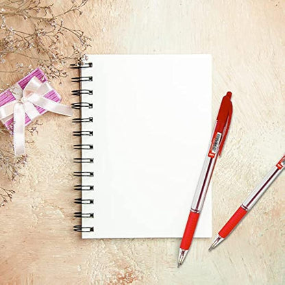 Cello Red Ballpoint Pens - Premium Retractable Biro Pens with Ergonomic Grip, Medium Point 1.0mm, Pack of 12 - Ideal for Office, School & Home Writing, Red Pen