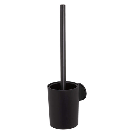 Tiger Tune Toilet Brush and Holder, No Drilling Required Thanks to 3M Self-Adhesive Backing System, Optional Mounting with Screws and Plugs, Black