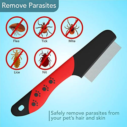 Masterclip Flea Comb - Nits & Ticks Removal Grooming Comb for Cats, Dogs & Rabbits