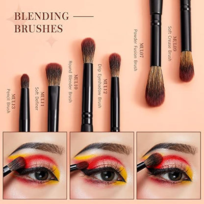 Jessup Make Up Brushes Set Professional 16Pcs Black Precision Collection,Synthetic Hair,Highlight Concealer Eyeshadow Eye liner Blending Spoolie T272