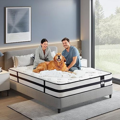 Inofia Single Mattresses Memory Foam Sprung 3FT, 10.3 Inch Hybrid Mattress with Zone Support Memory Foam & Cooler Knitted Fabric, Medium Firm Original Collection, 100 Night Home Trial