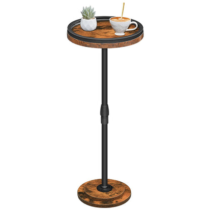 HOOBRO Round Side Table, Height Adjustable Bedside Table, Small Drink Table Sofa Table with Pedestal