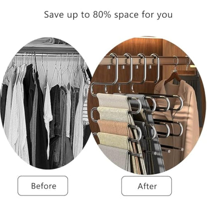 Trouser Hanger, 3 Pack Hangers Space Saving S-Type Clothes Pants Non-Slip Closet Organizer for Scarfs Jeans Trousers Towels